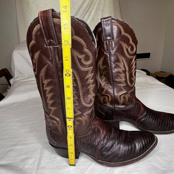 JUSTIN Brown Lizard Skin Leather Cowboy Boots Mens Size 10.5 D Style 8308 - Picture 13 of 16